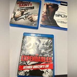 The Expendables, The Boondock Saints and Split (Unopened) Blu-ray DVDs